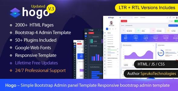 Hogo v2.0 - Multipurpose Bootstrap Admin Panel Template