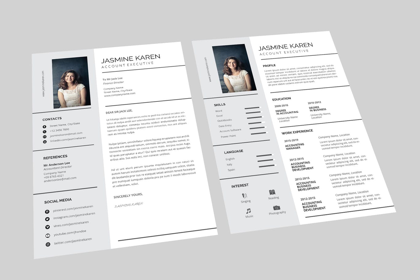 Jasmine Account Resume Designer