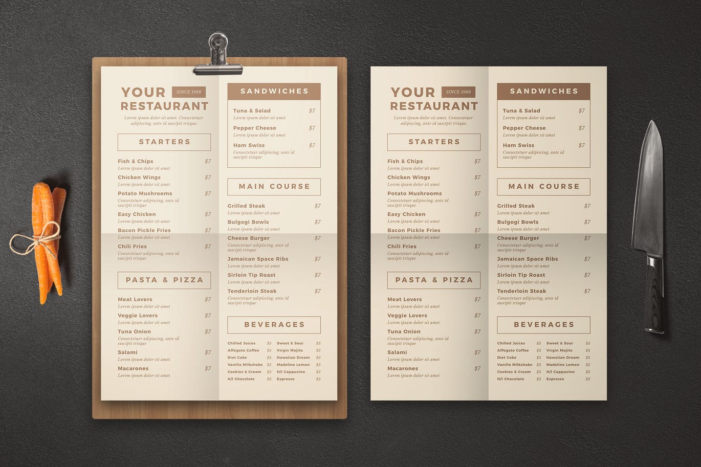 Vintage Food Menu