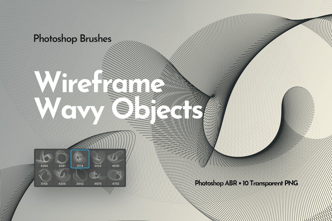 Wireframe Wavy Objects Photoshop Brushes