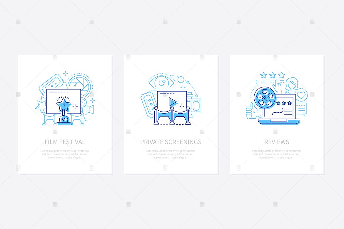 Cinema concept - line design style banners