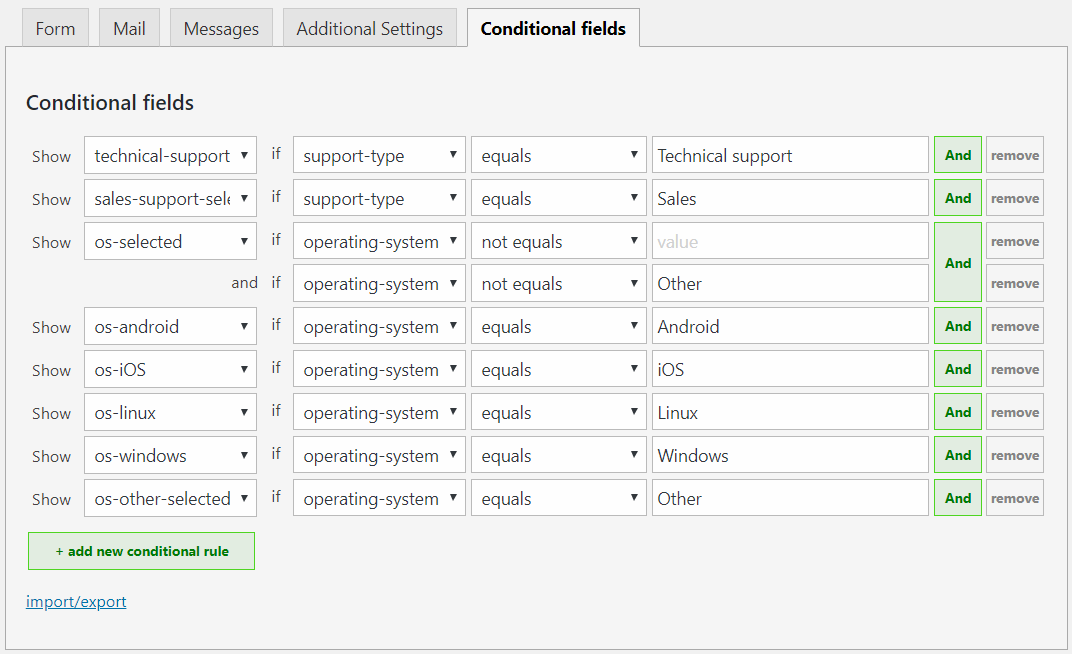 Contact Form 7 Conditional Fields Pro