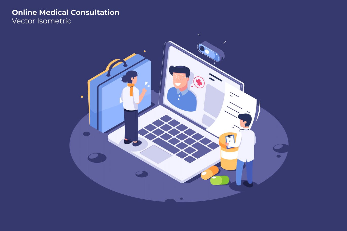 Online Medical Consultation - Vector Illustration