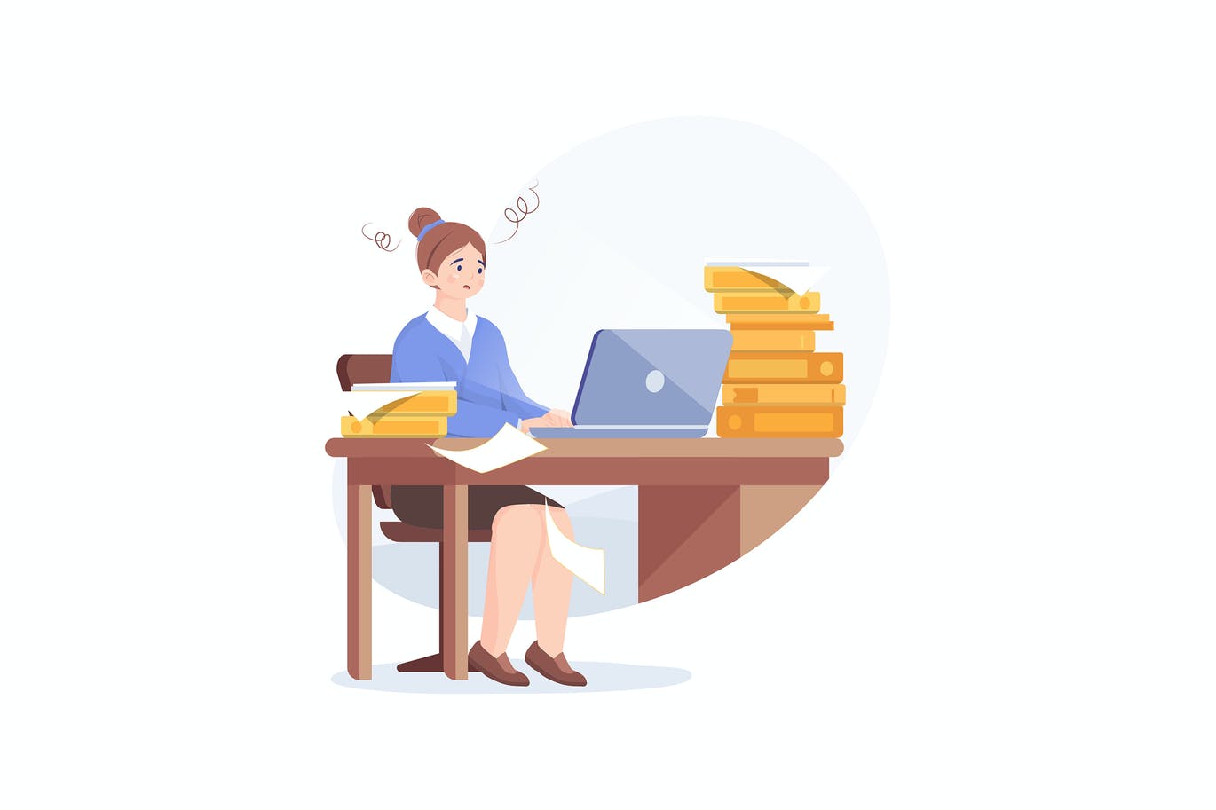 Tired young woman working on her laptop