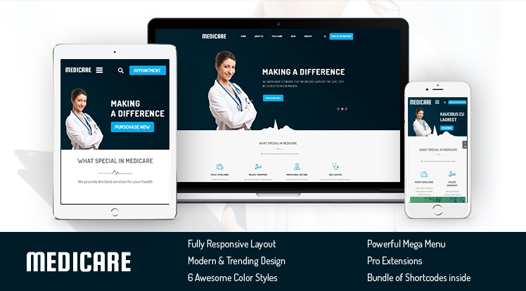premium Joomla template for medical services sites