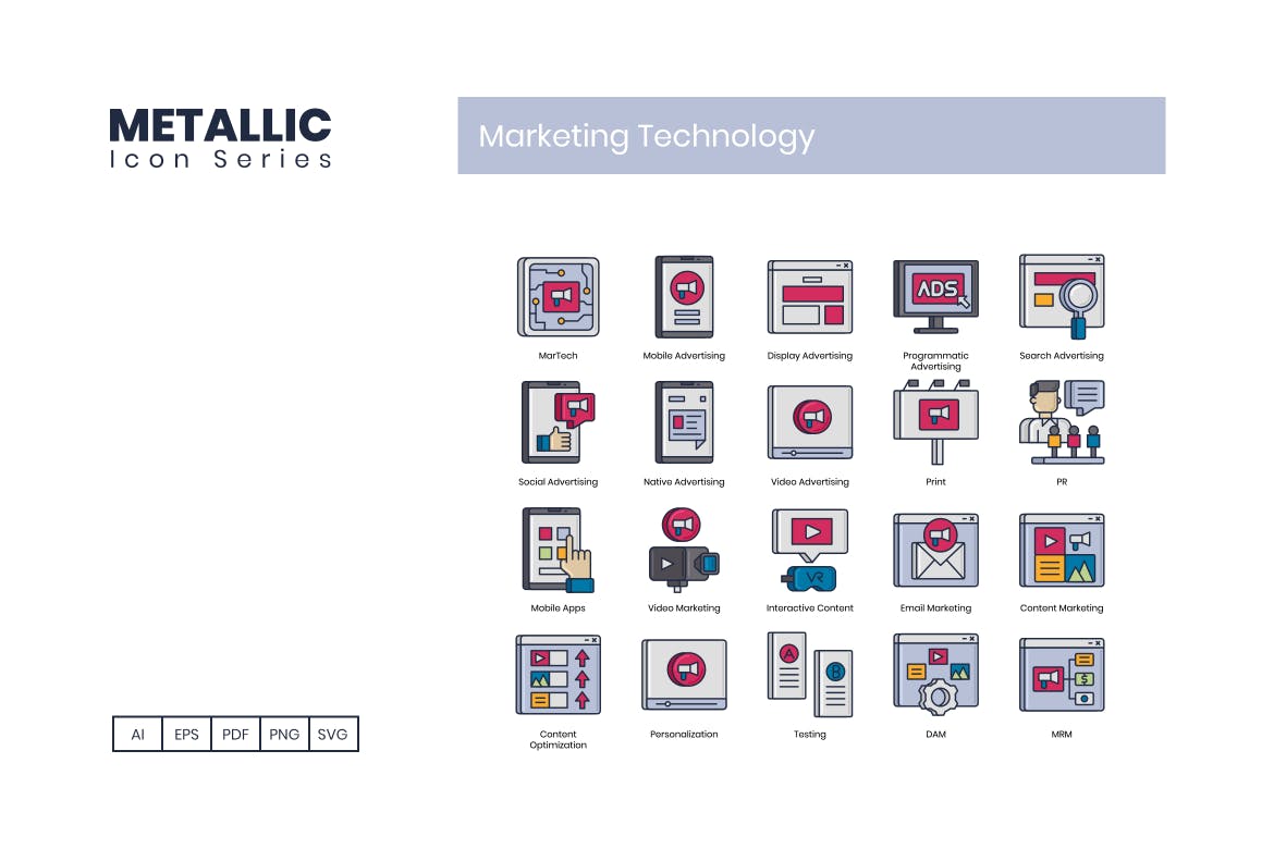 80 Marketing Technology Line Icons