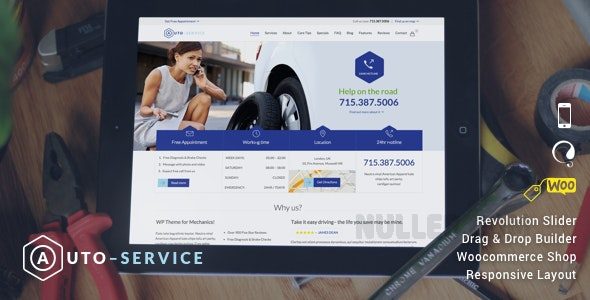 Auto Repair & Car Mechanic v15 - Car Service WordPress Template