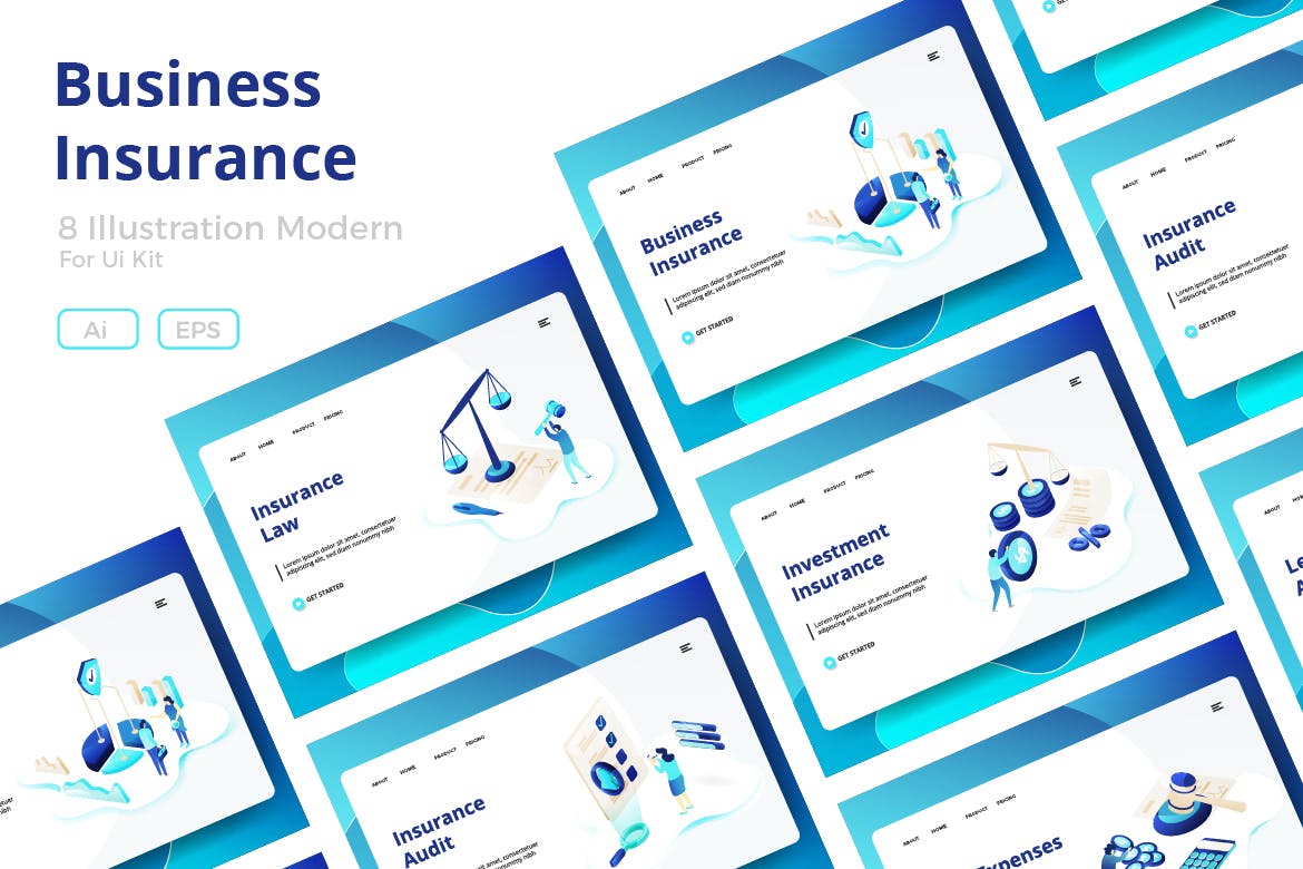 Business Insurance sets Illustration
