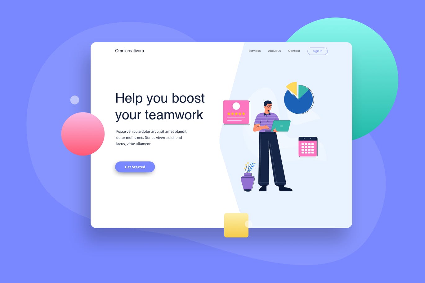 Business Profit Chart Landingpage Illustration