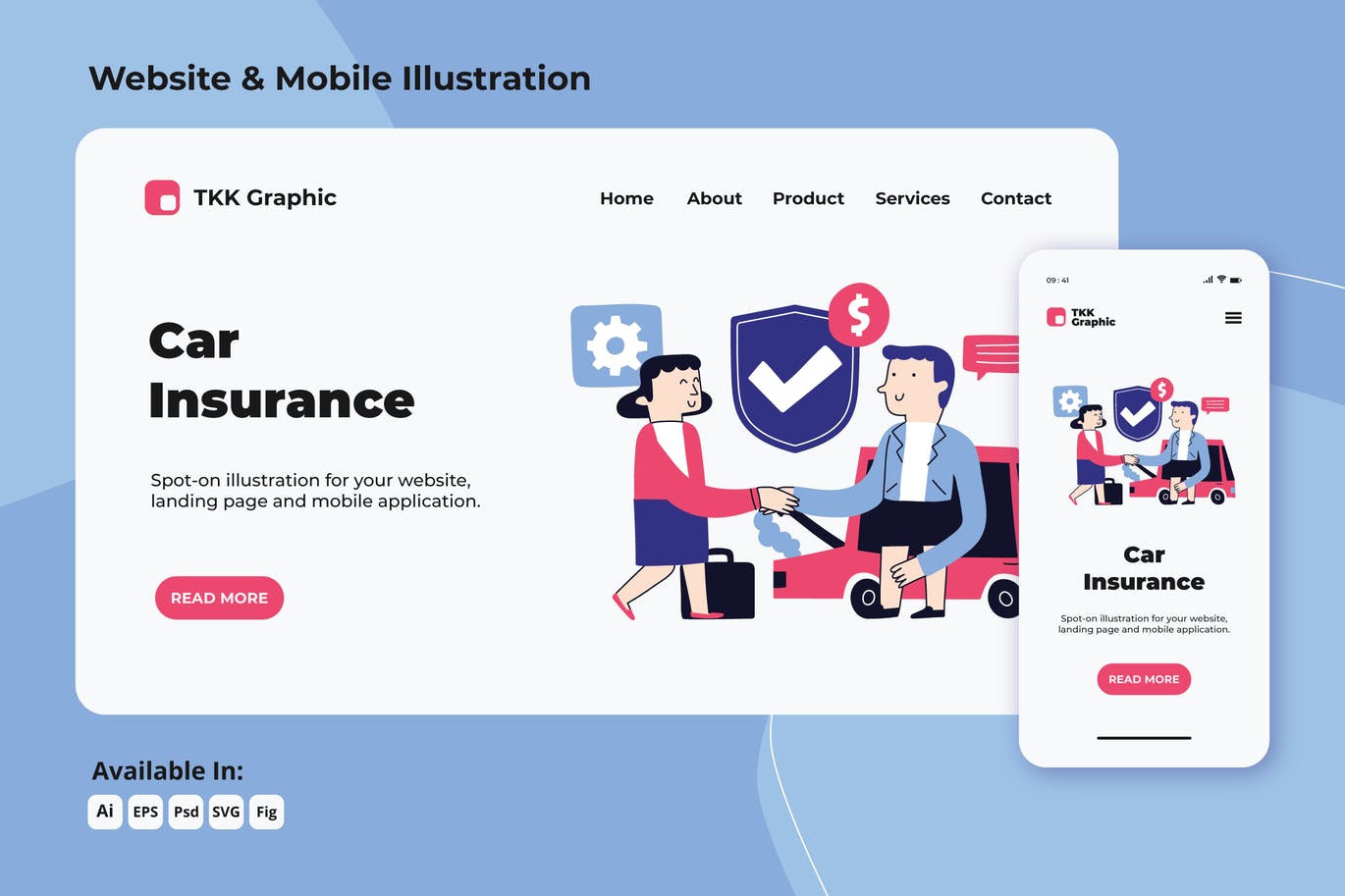 Car Insurance doodle web and mobile