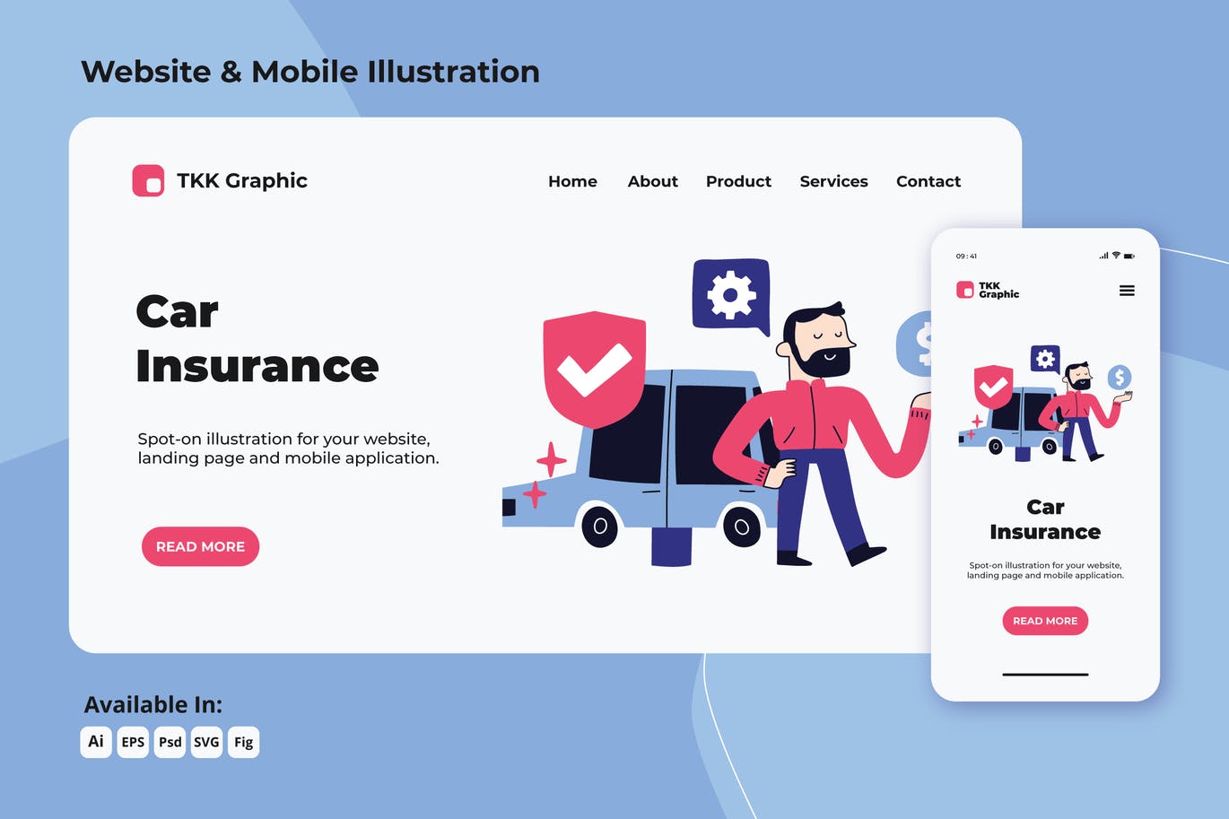 Car Insurance doodle web and mobile