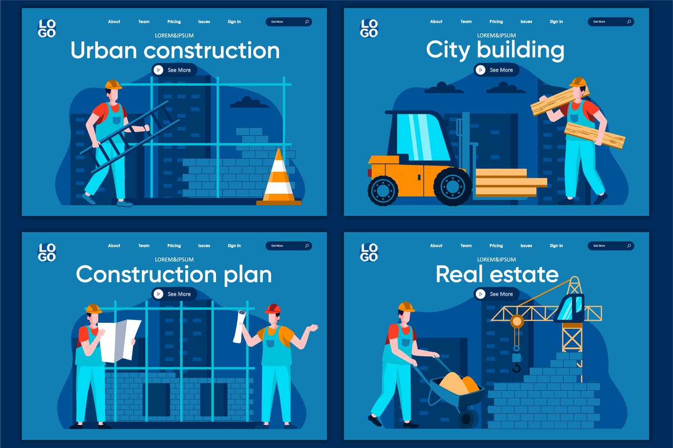 City Building Flat Concept Landing Page Template