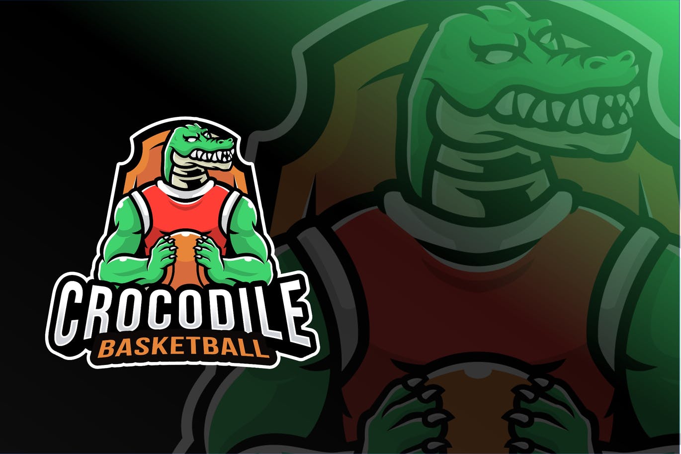 Crocodile Basketball Sport Logo Template