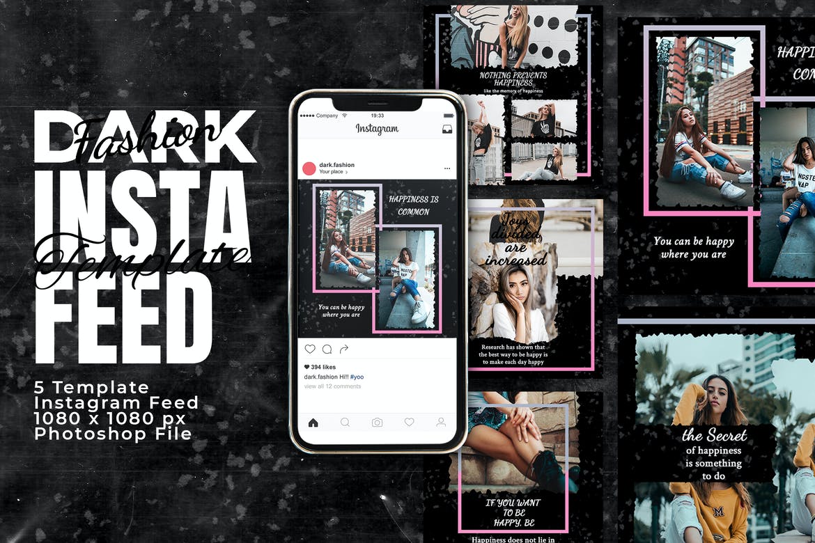 Dark Fashion Instagram Feed Post Template