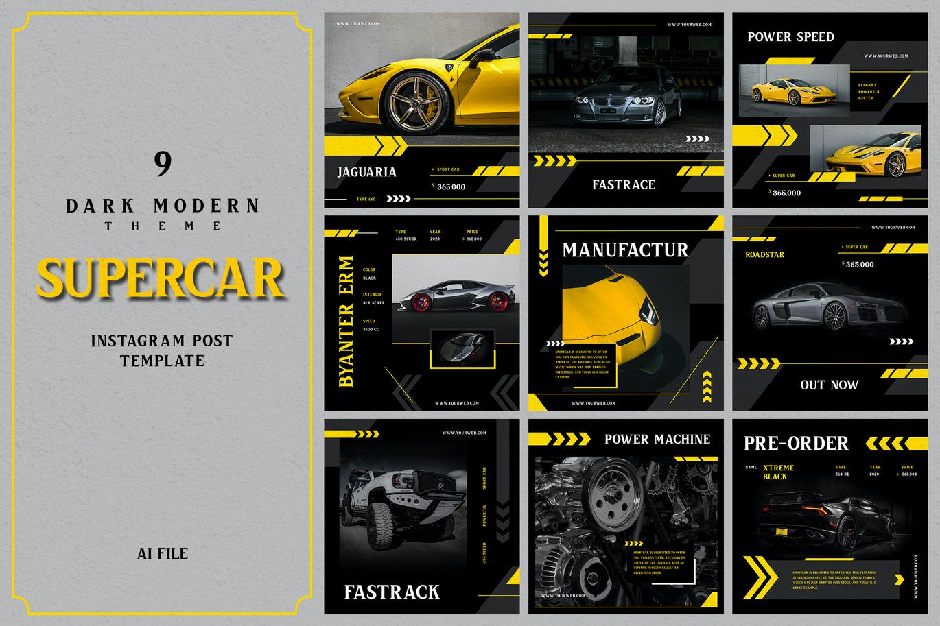 Dark Modern Theme - Supercar Instagram Post