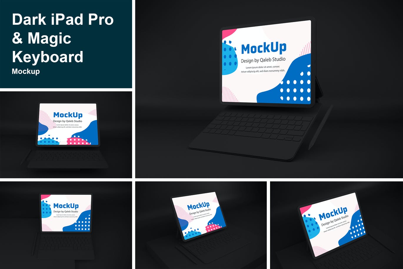 Dark iPad Pro & Magic Keyboard Mockup