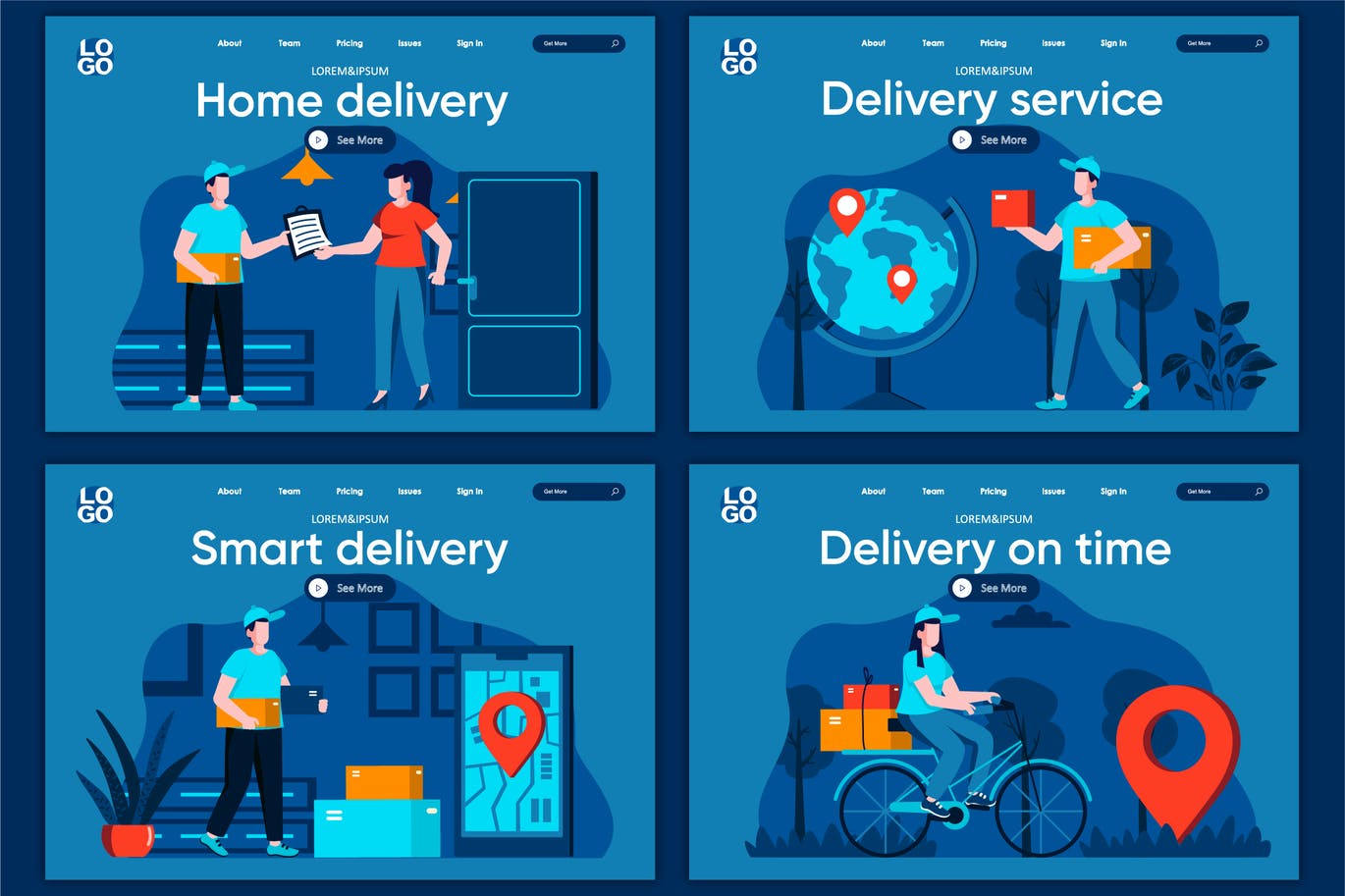Delivery Flat Concept Landing Page Template