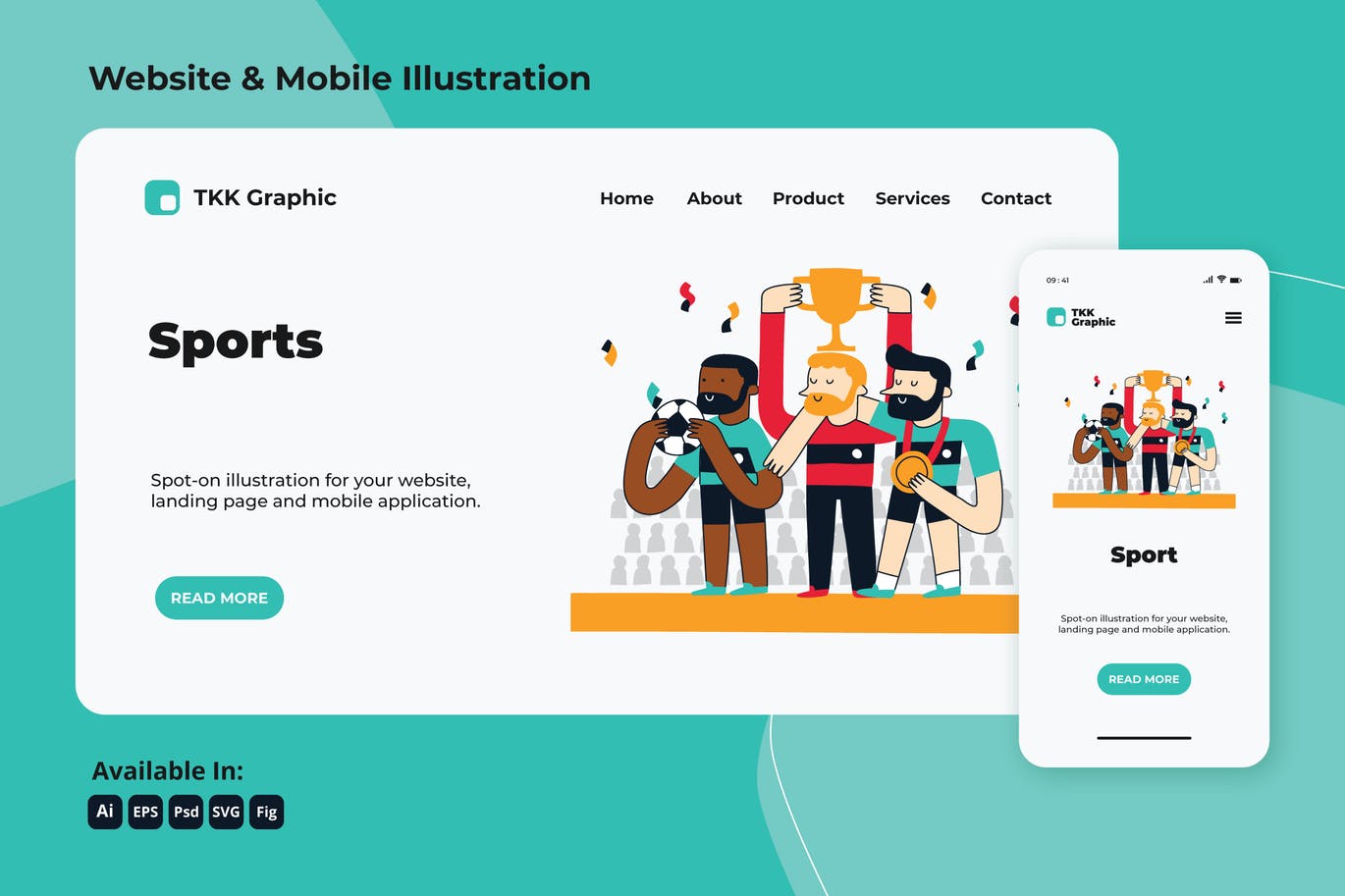 Football champion celebration web and mobile