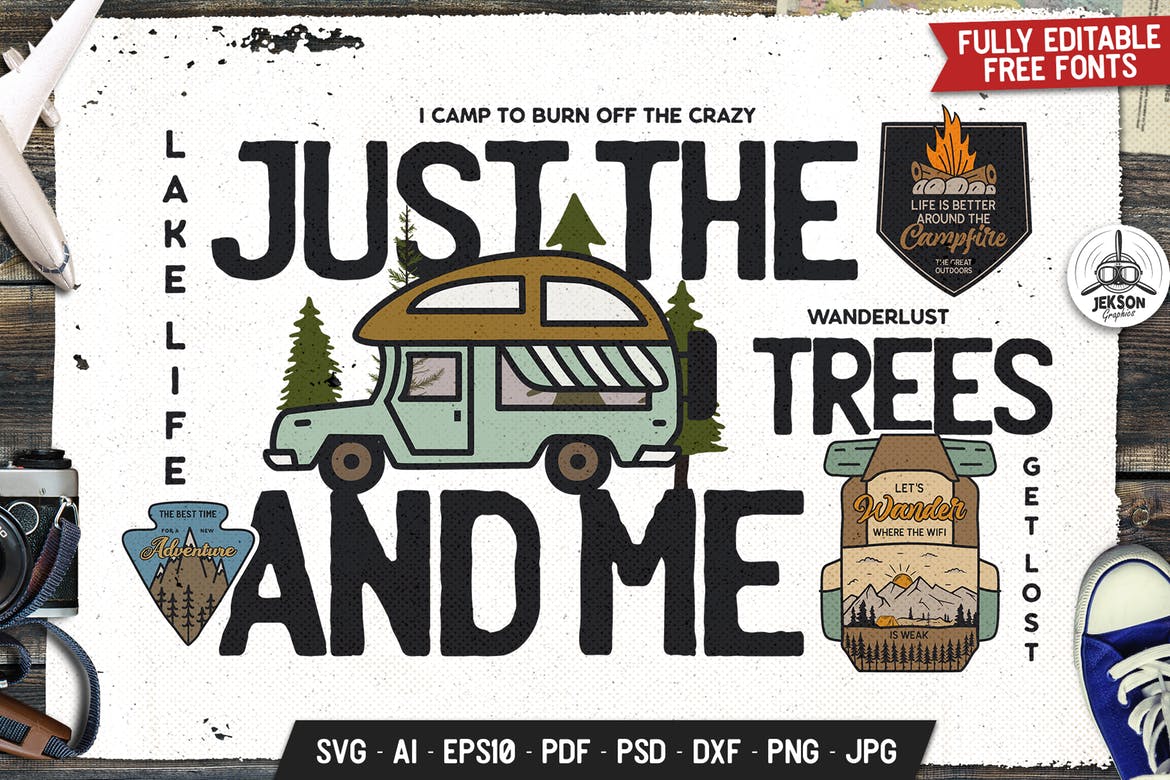 Forest Adventure Badge - Vector Camping Retro Logo