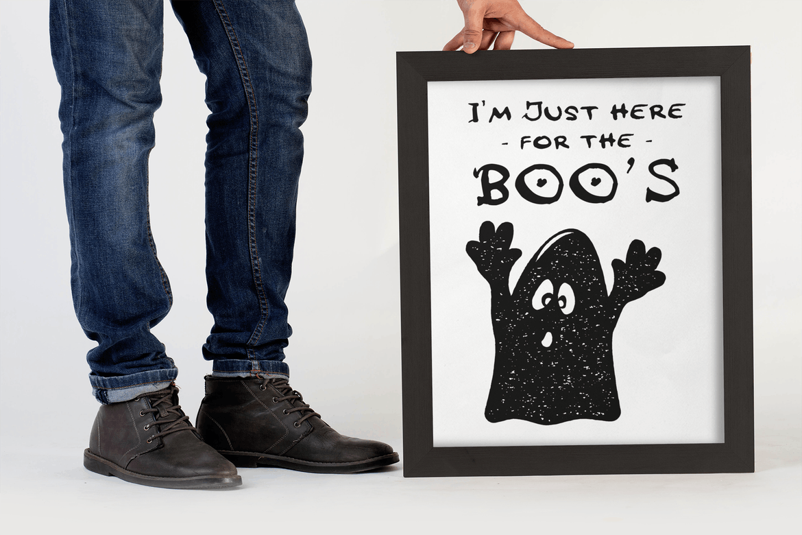 Ghost Boo Halloween Logo Design Retro Vector Badge