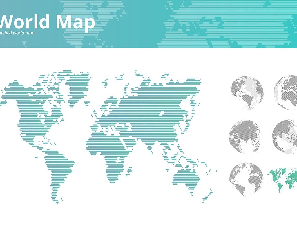 Hatched world map