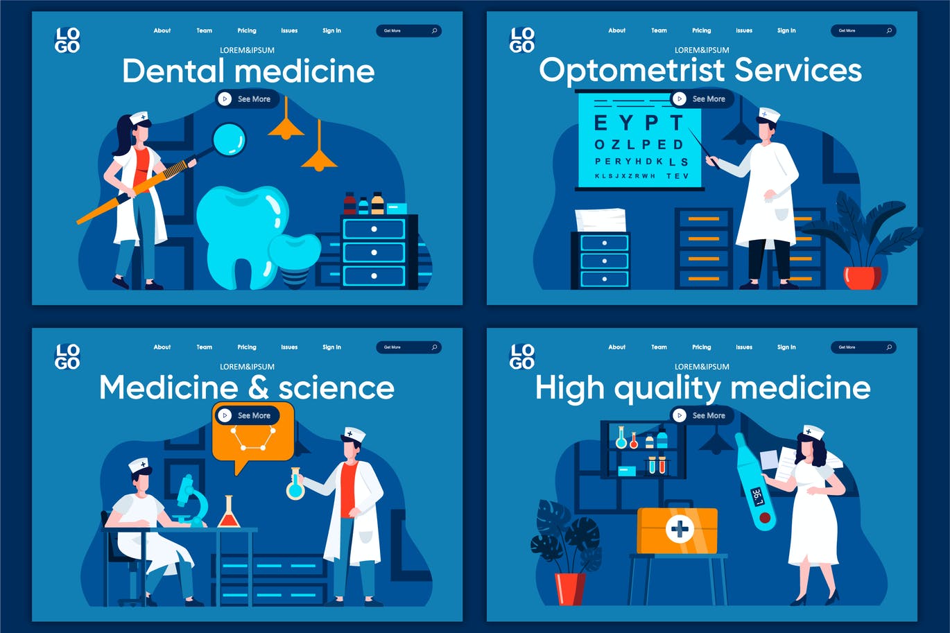 Healthcare Flat Concept Landing Page Template