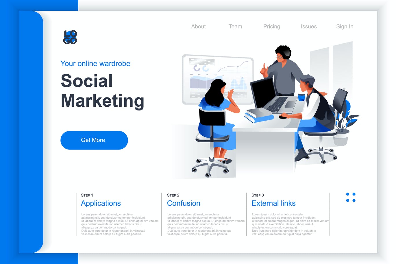 Isometric SMM and SEO Perspective Flat Concept