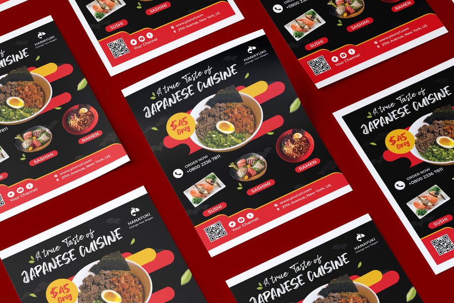 Japan Restaurant Flyer PSD Template
