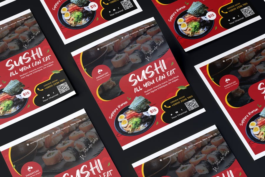 Japan Restaurant Flyer PSD Template