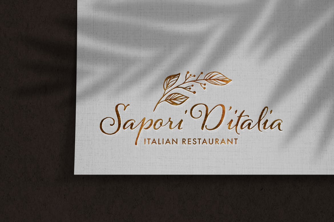 Luxury Debossed Logo Mockup on Linen Paper
