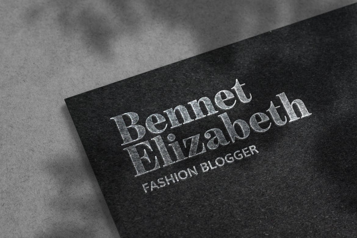 Luxury Silver Logo Mockup on Black Paper Texture