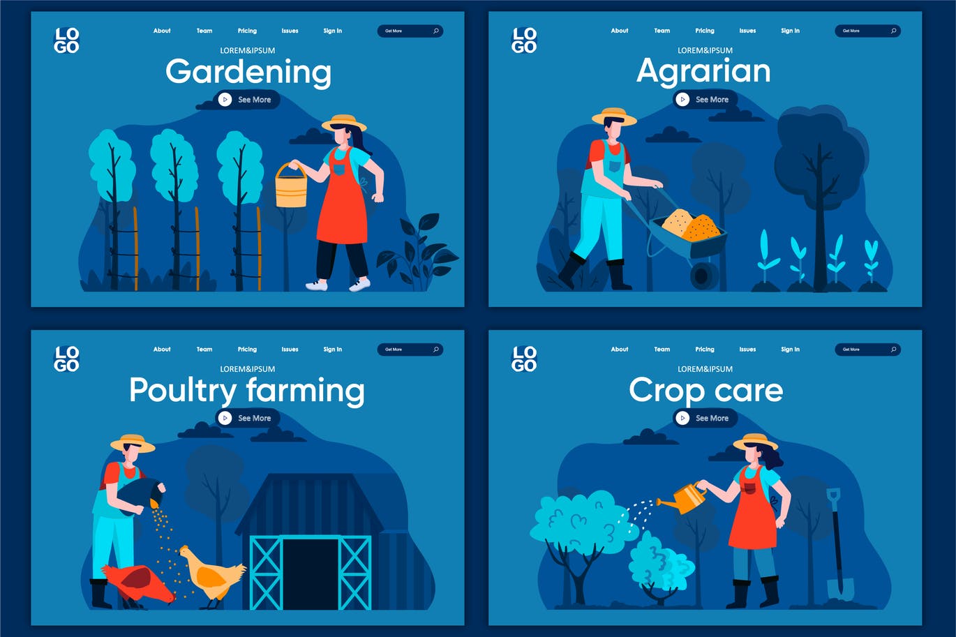 Natural Farming Flat Concept Landing Page Template