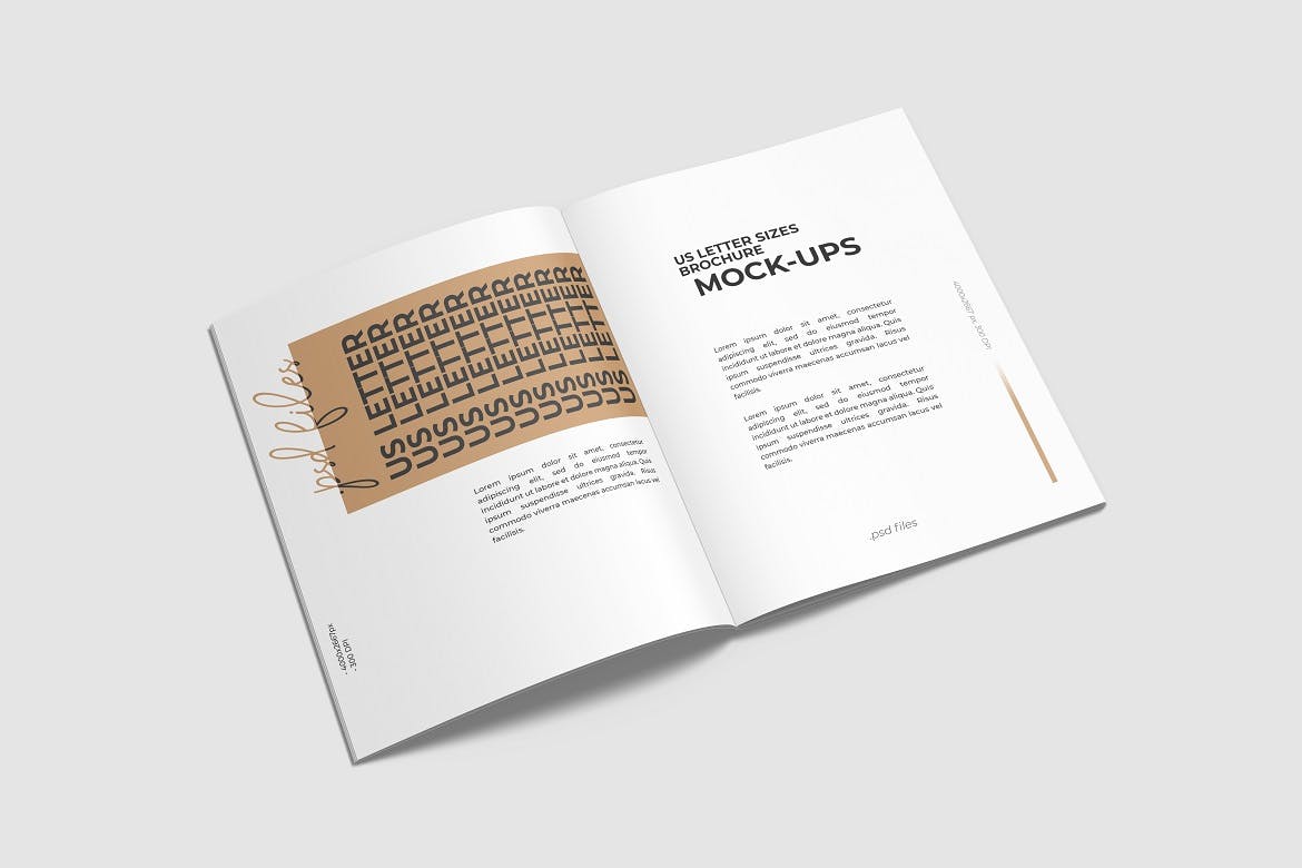 Opened brochure US Letter sizes mockups