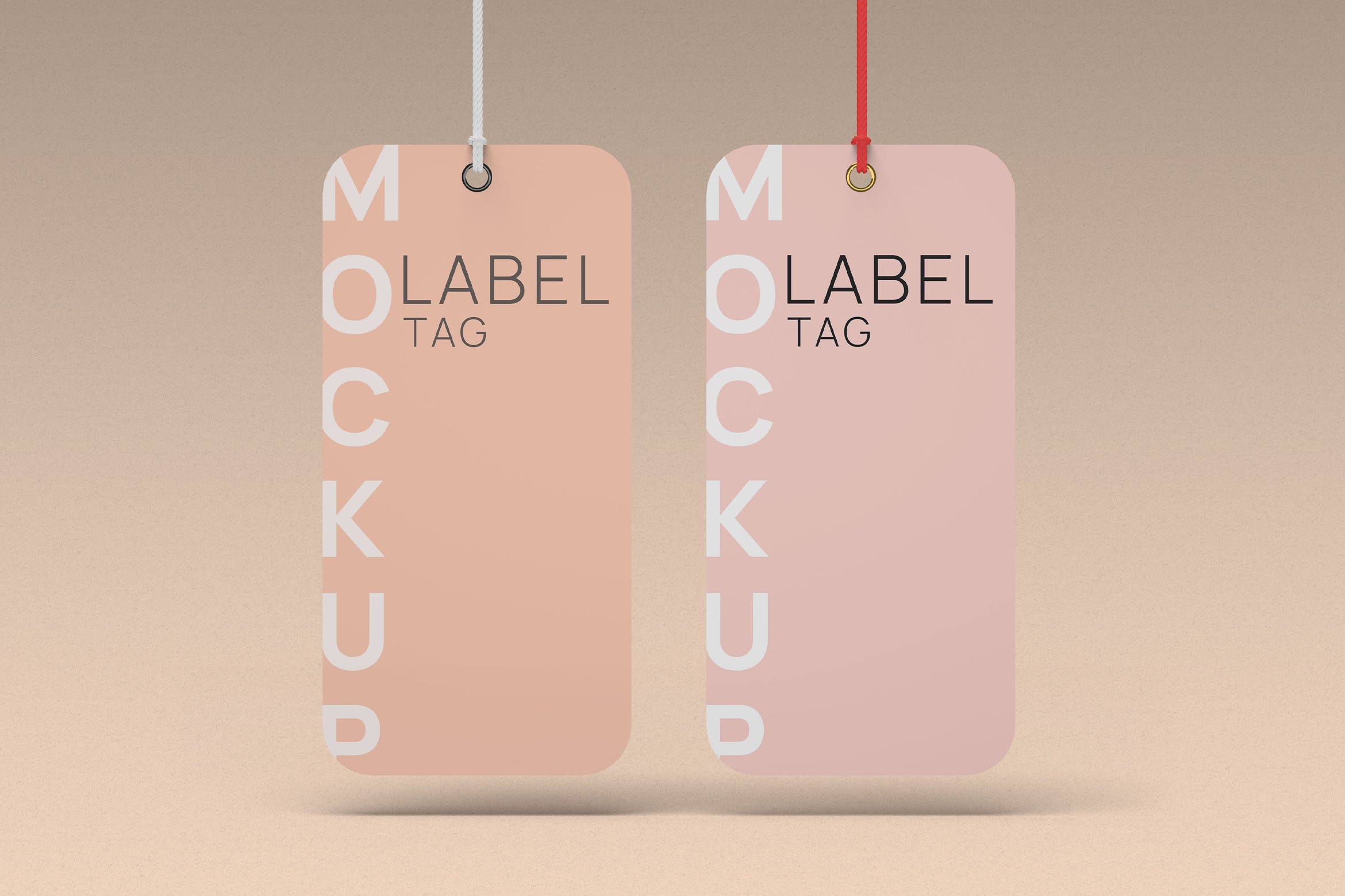 Pair Clothes Label Tag Mockup Front Angle View