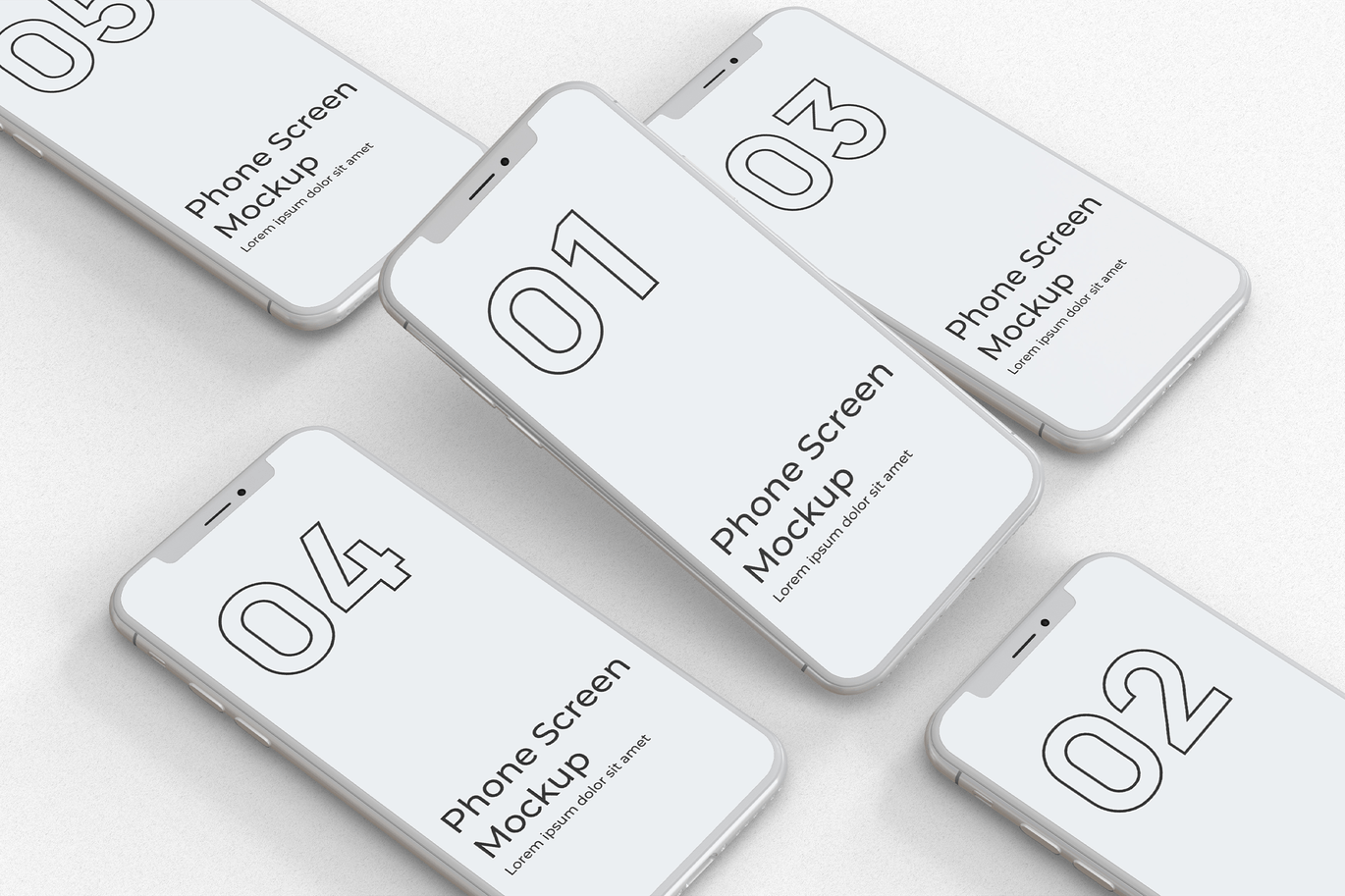 Phone Screen Mockup Front Angle View