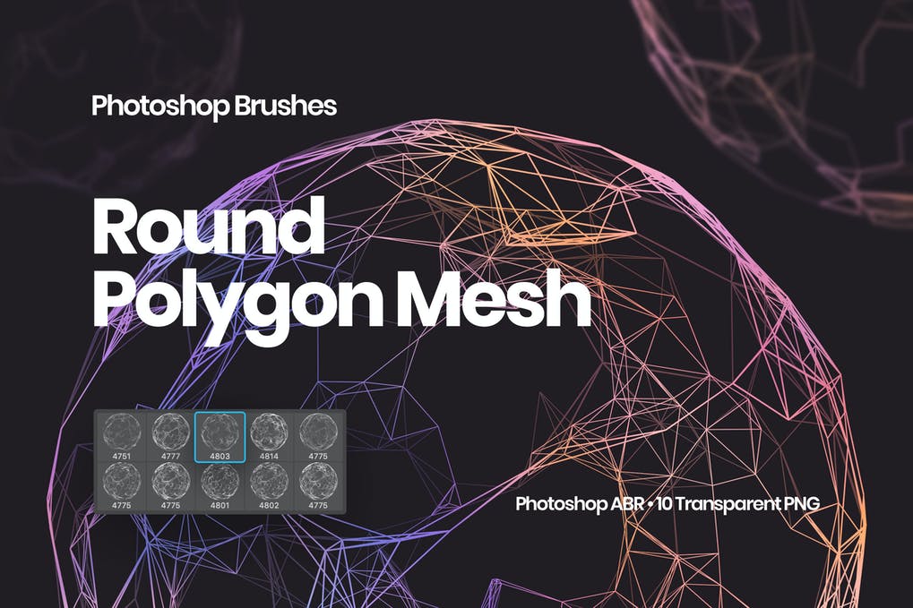 Round Polygon Mesh Photoshop Brushes