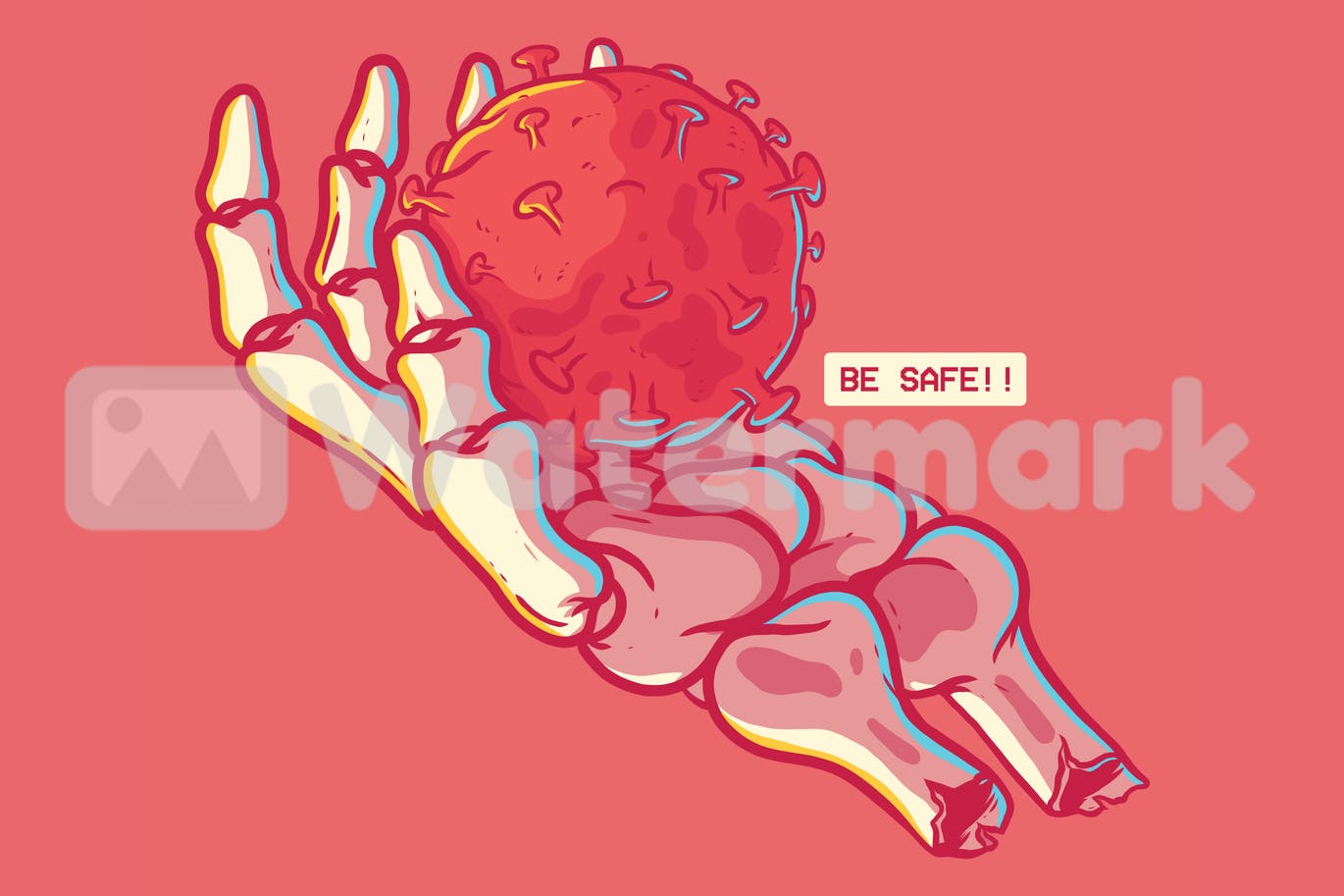Skull hand holding virus