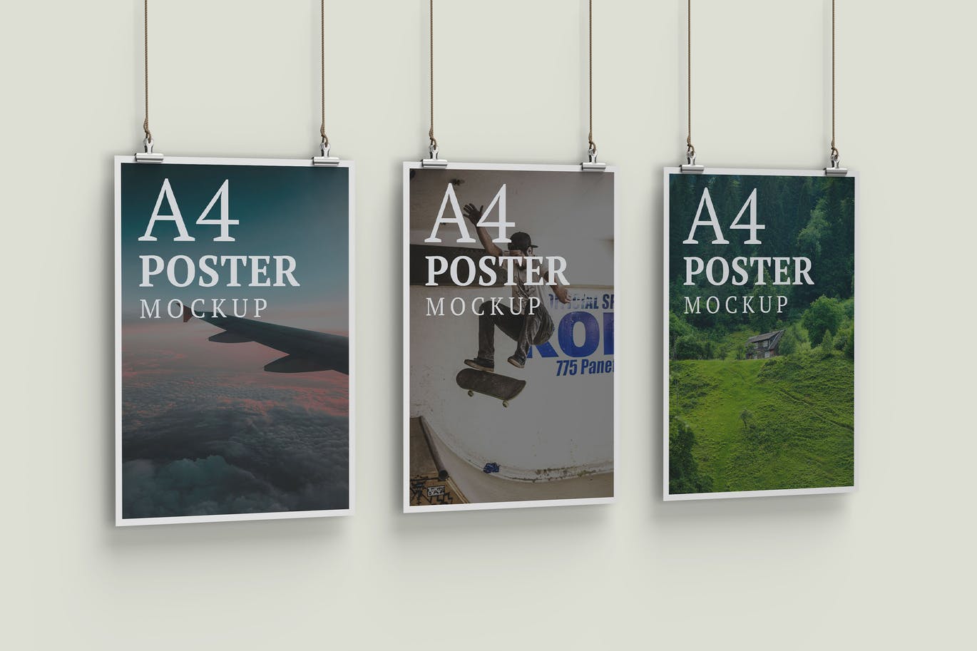 Three Poster Mockup Left Angle View