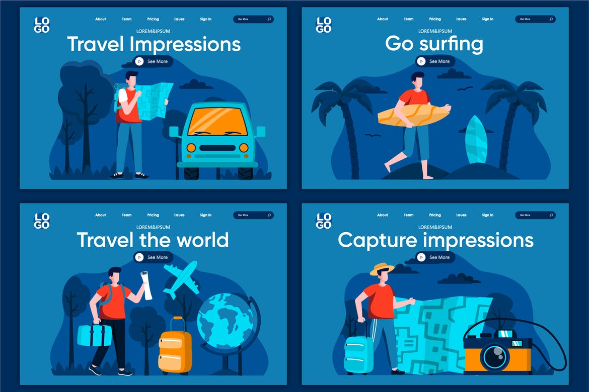 Travel Flat Concept Landing Page Template