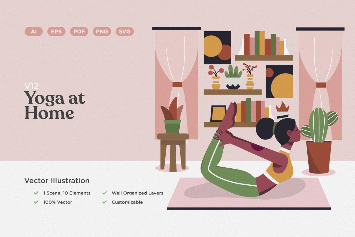 Yoga at Home Illustration