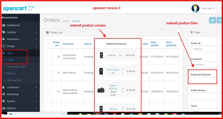Module - Opencart Order Filter