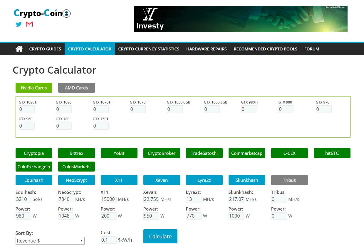 Altcoin Calculator - cryptocurrency calculator