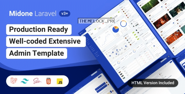 Midone v3.0.4 - Laravel admin panel template + HTML