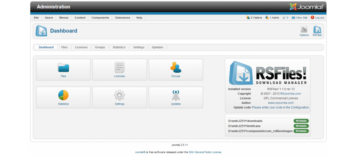 RSFiles! v1.16.20 - file archive for Joomla