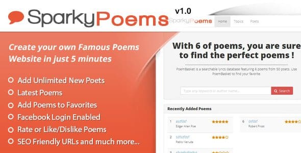 SparkyPoems v1.0 - script of the site of poetry