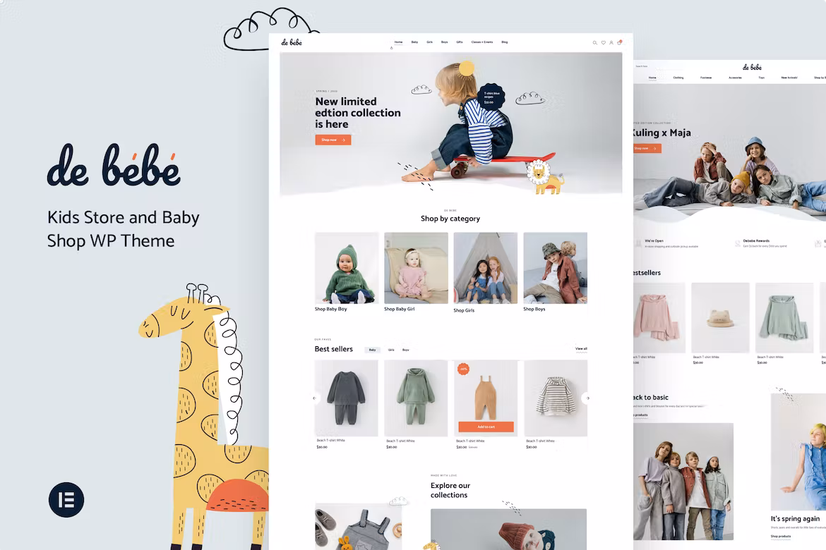 Baby Children Kids Shop Elementor Pro - Debebe