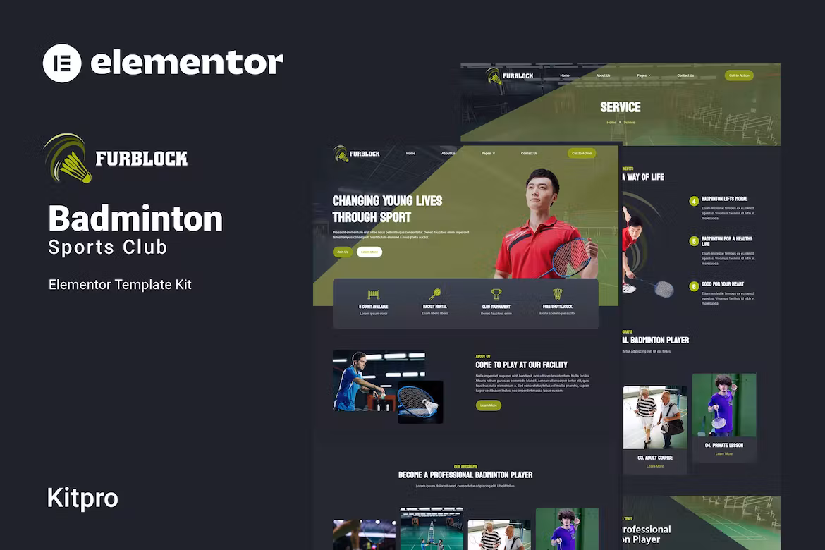 Furblock - Badminton Club Elementor Template Kit