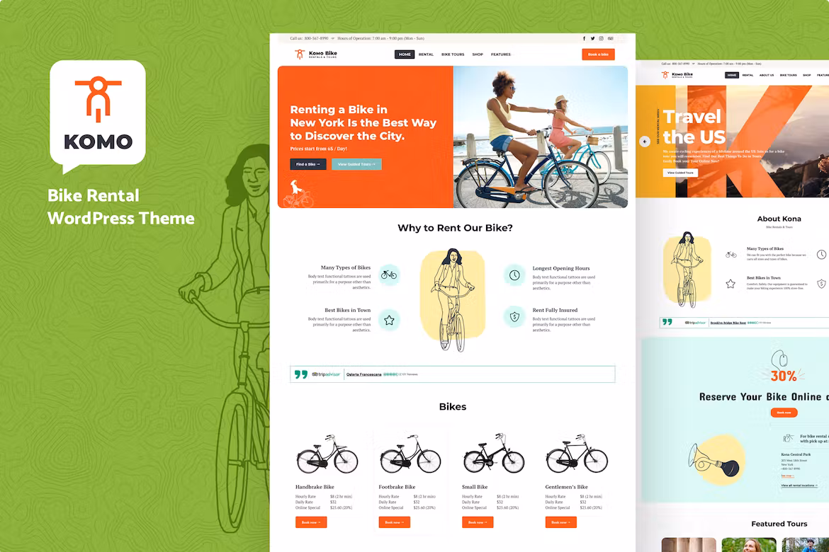 Bike Rental Shop WordPress Theme - Komo
