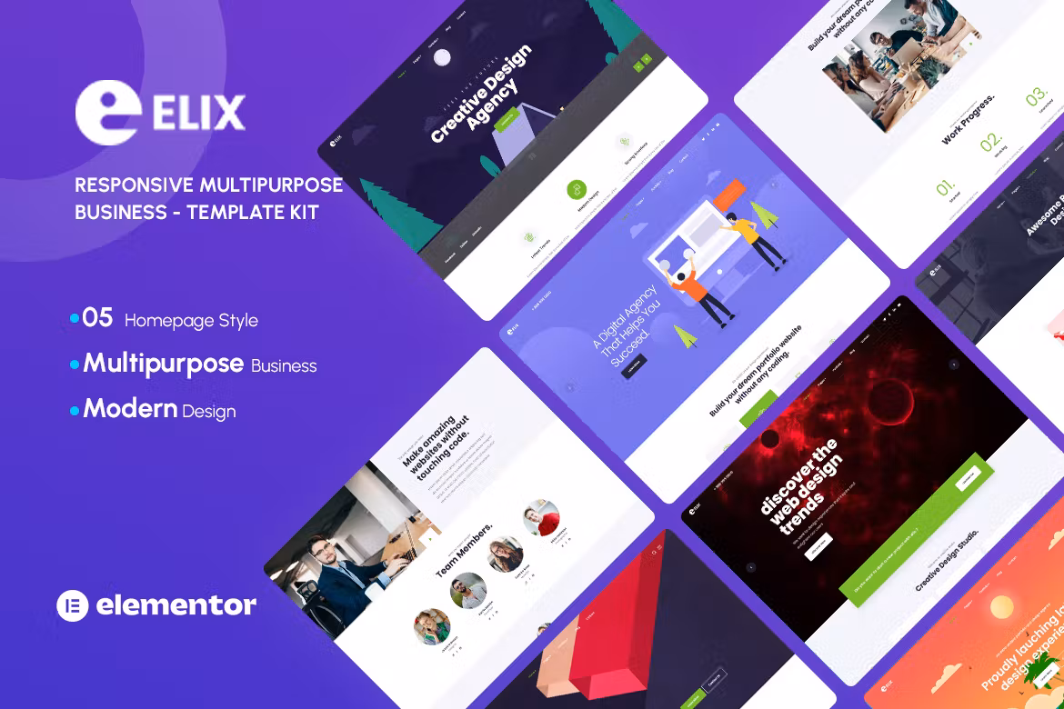 Responsive Multipurpose Creative Business Template Kit - Elix