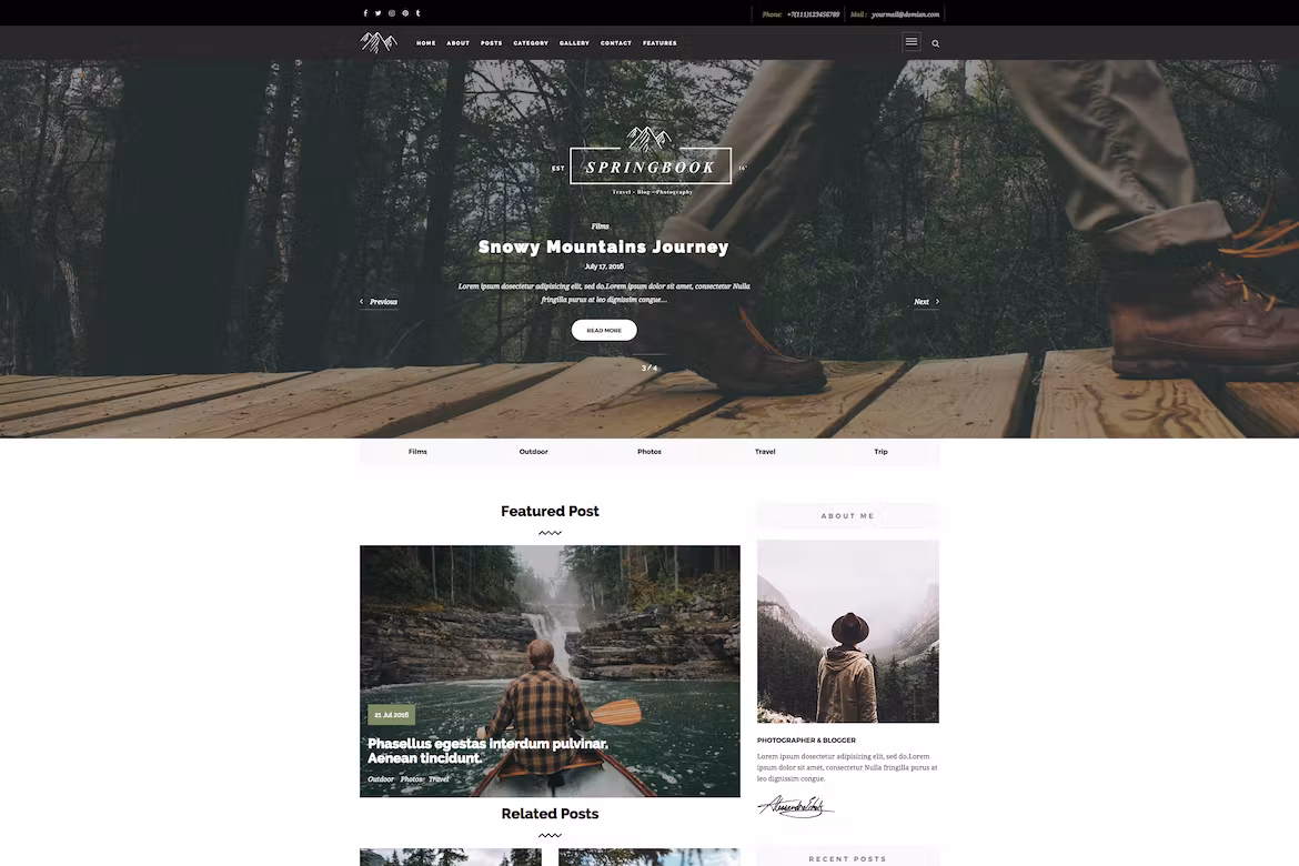 Blog Travel Photography WP Theme